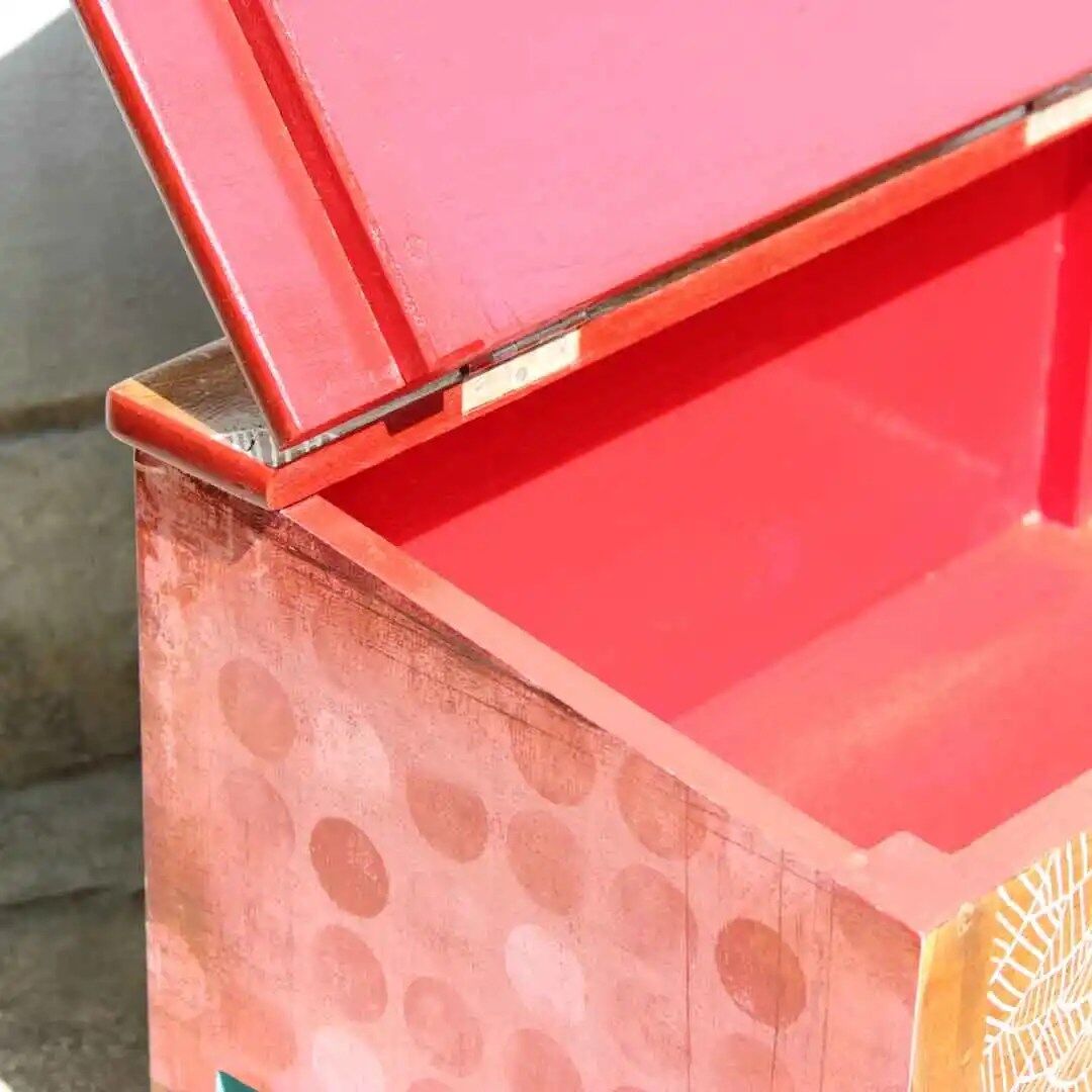 Gond Deer Munim Desk | Upcycled Furniture 4 Upcycld Art Vintage Munshi Desk Gond Art 04
