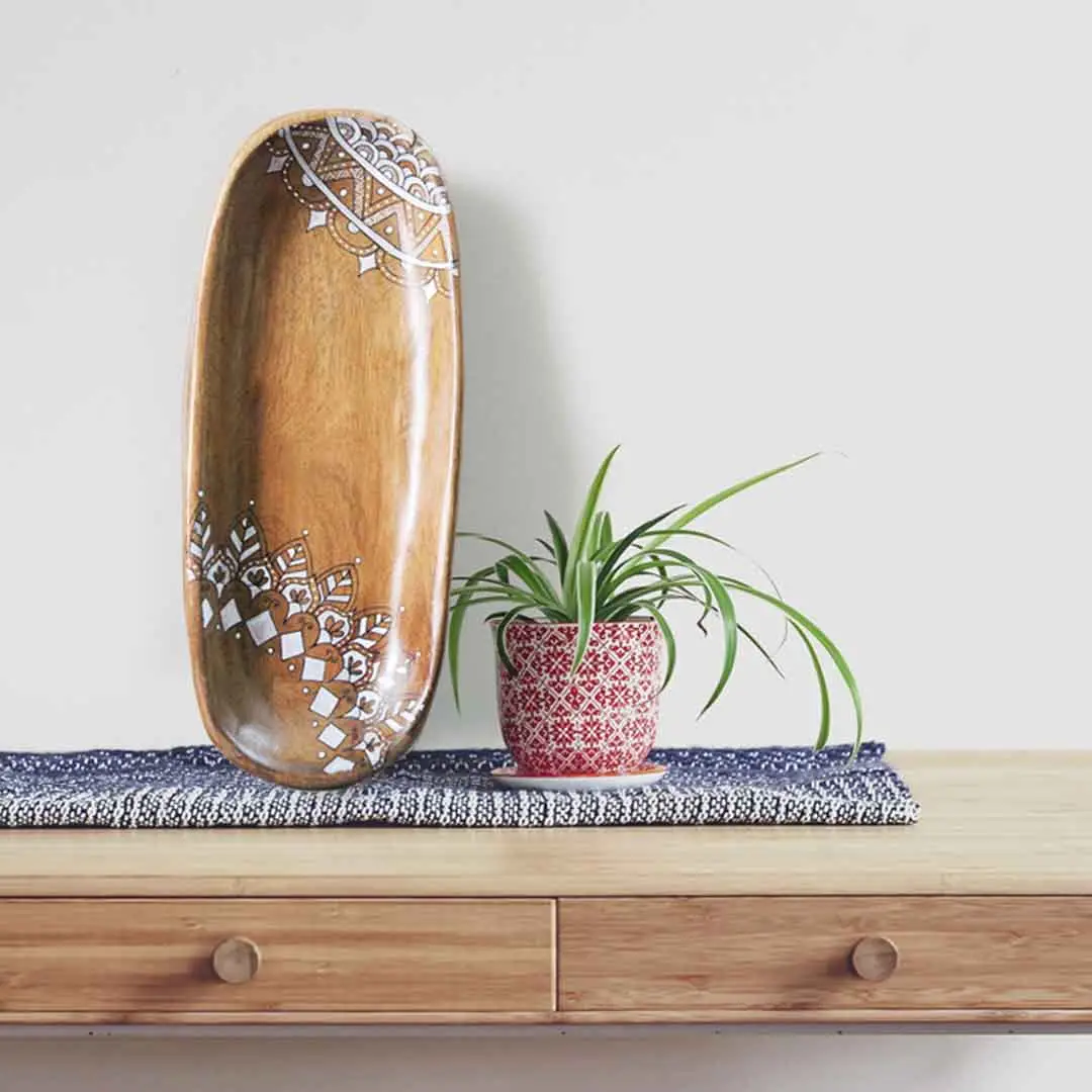 Rangoli | upcycled tray | Upcycld Art Upcycld Art Wooden Tray Rangoli Art 01